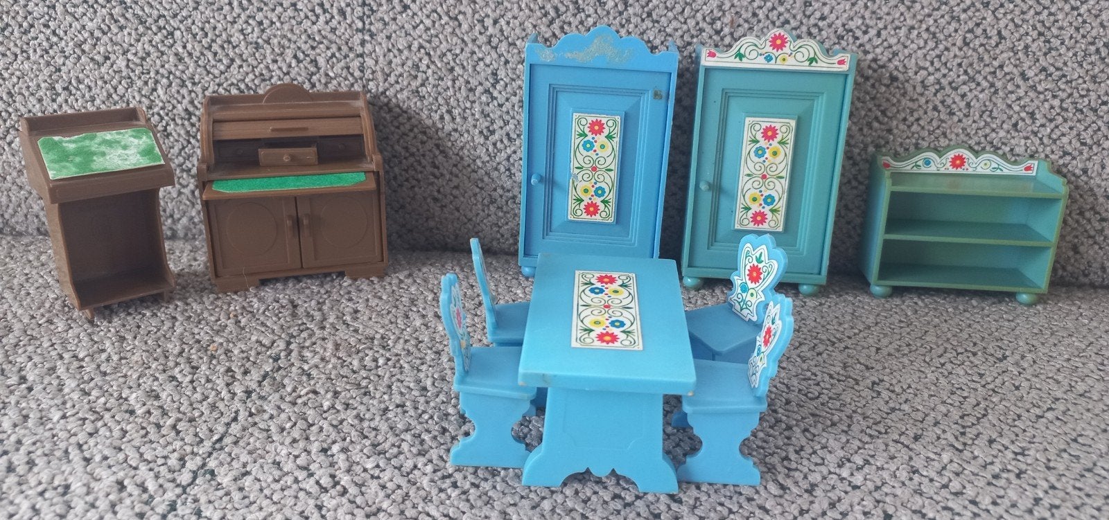 Vintage poppenhuismeubels - complete set, Kinderen en Baby's, Speelgoed | Poppenhuizen, Ophalen of Verzenden, Gebruikt, Toebehoren