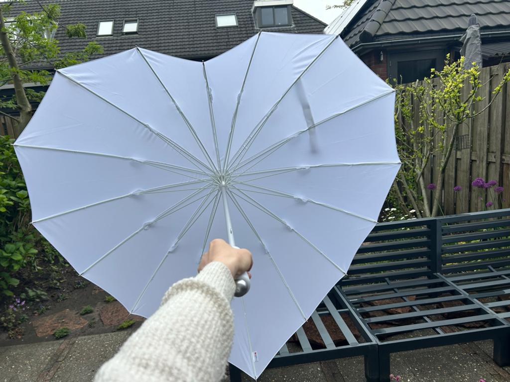 2x Hartvormige Paraplu Wit - Bruiloft, Ophalen, Nieuw, Wit