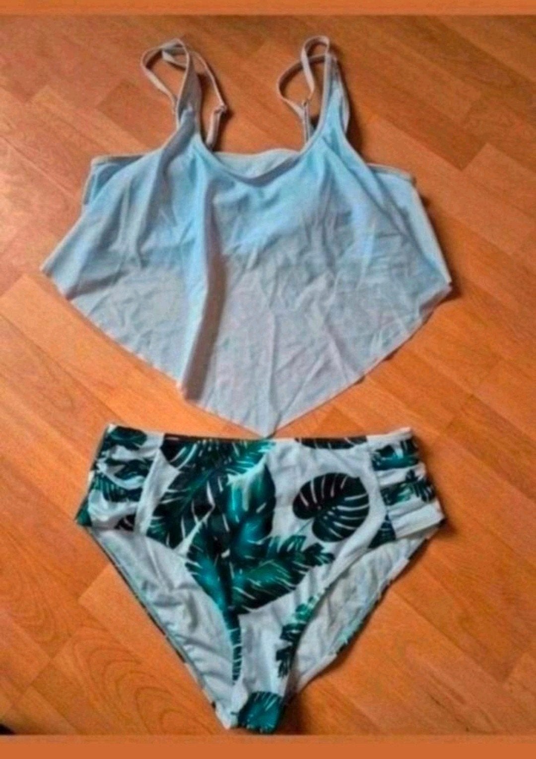 Nieuwe 2XL bikini met trendy bladerprint - Wit/Groen, Kleding | Dames, Ophalen of Verzenden, Nieuw, Meerkleurig, Badpak