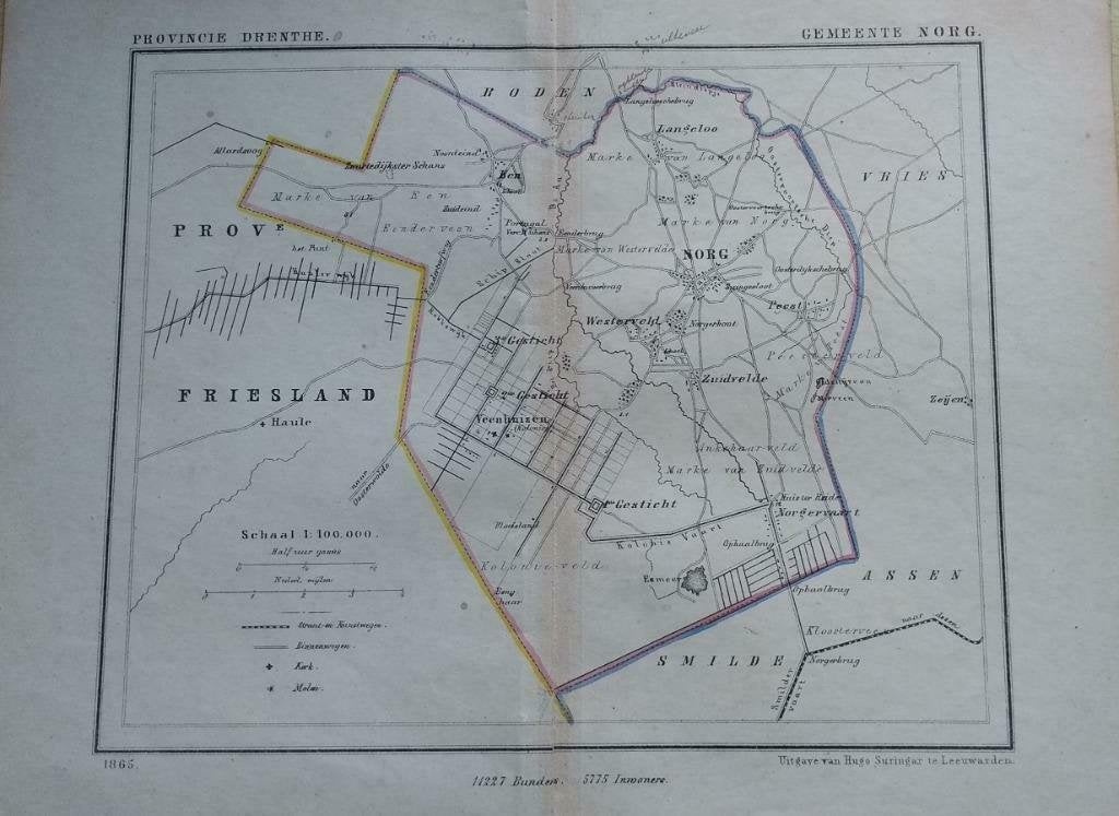 49/ Norg / Langeloo / Zuidvelde / Litho Kuyper DR 1867, Ophalen of Verzenden