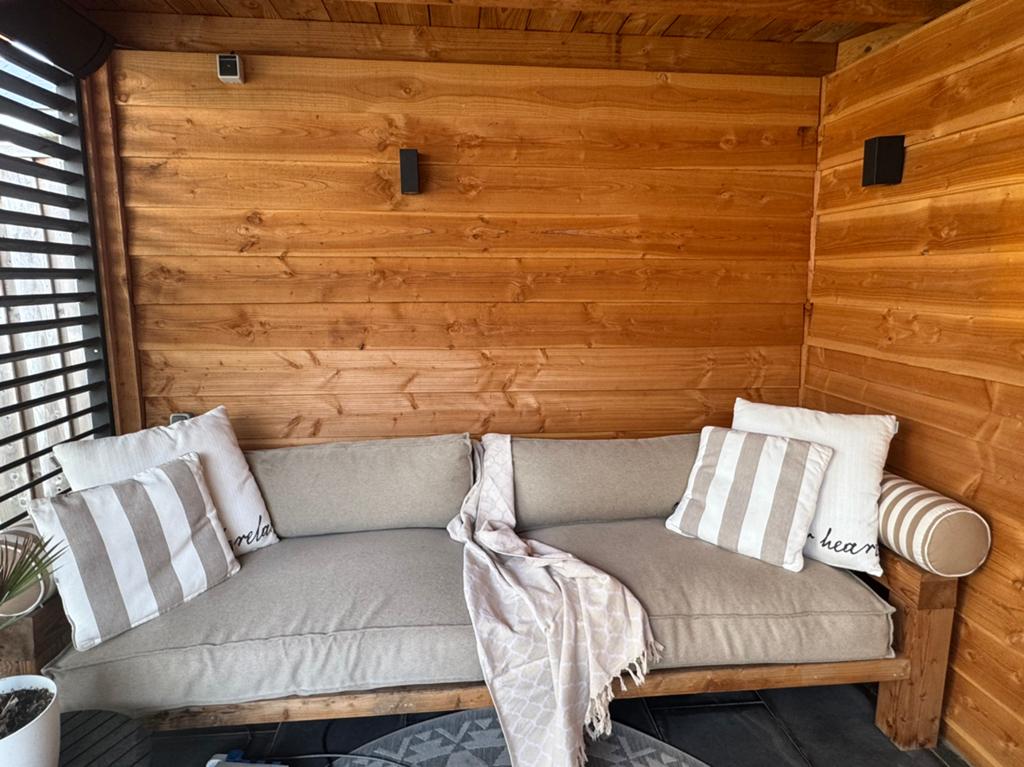 Massief houten lounge tuinbank teak (2.63x 0.86 x 0.58), Ophalen, Gebruikt