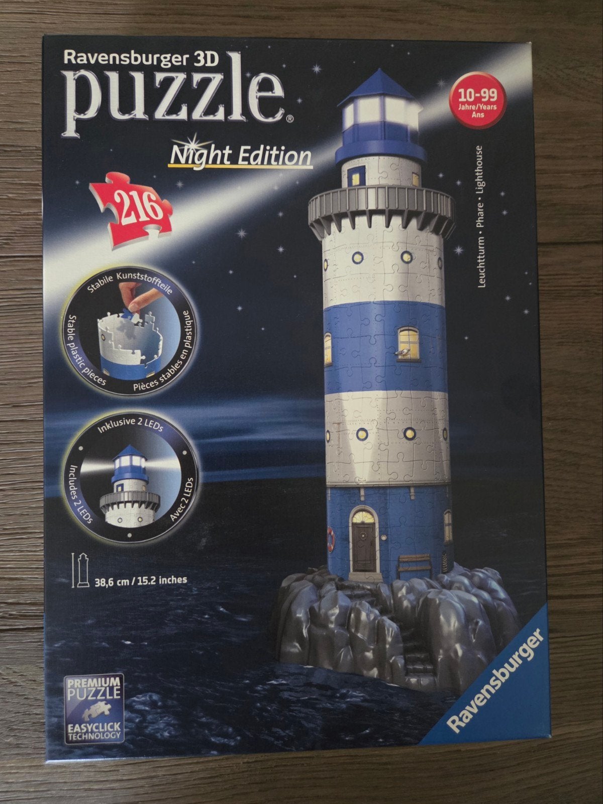 Ravensburger 3D Puzzle Night Edition Vuurtoren 216 stukjes, Ophalen of Verzenden, Meer dan 50 stukjes, Zo goed als nieuw, 6 jaar of ouder