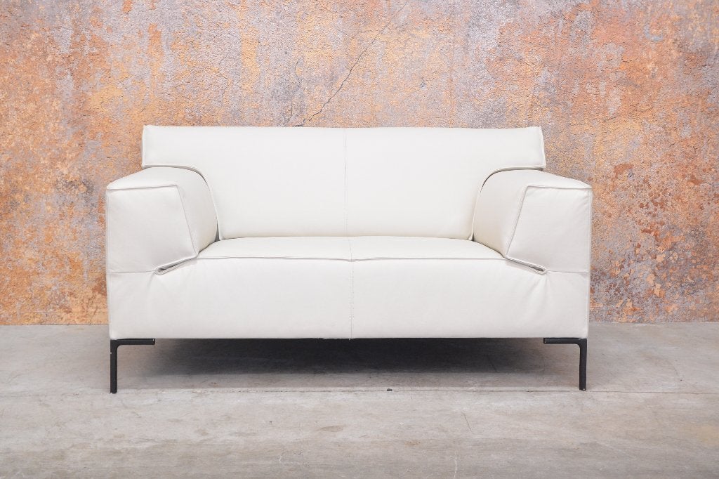 NIEUWbeklede witte leren Design on Stock Bloq loveseat, Eenpersoons, Design on Stock, 150 tot 200 cm, Design on Stock