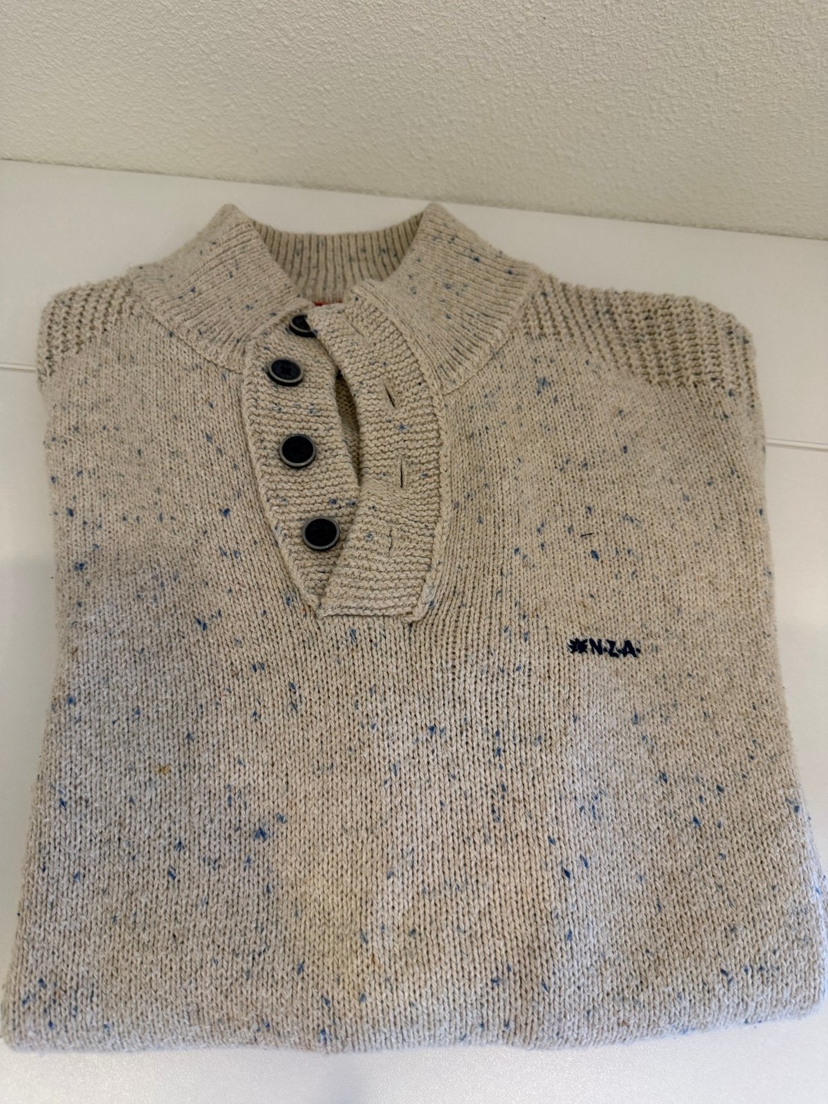 NZA Herentrui met knoopsluiting - Beige/Blauw, Ophalen of Verzenden, Zo goed als nieuw, Overige maten, Beige