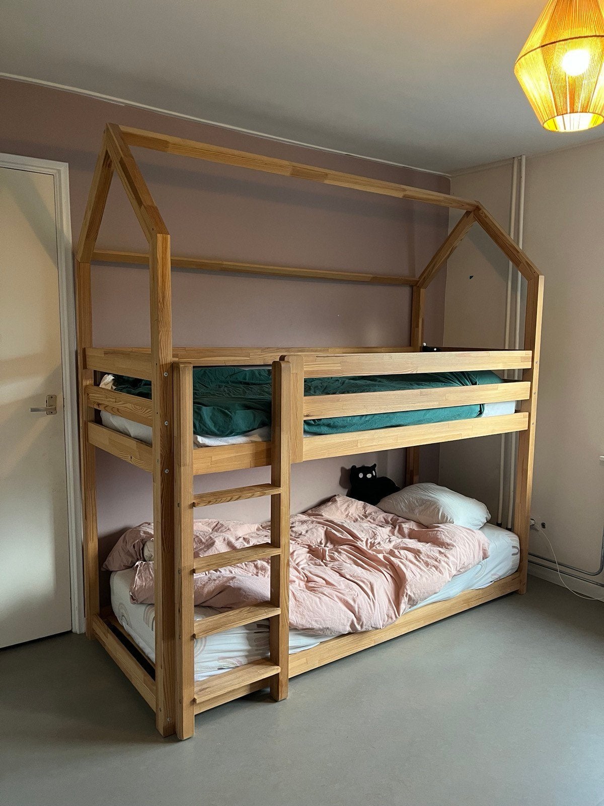 Petit Puk houten stapelbed, Ophalen, Gebruikt, Tweepersoons, 80 cm