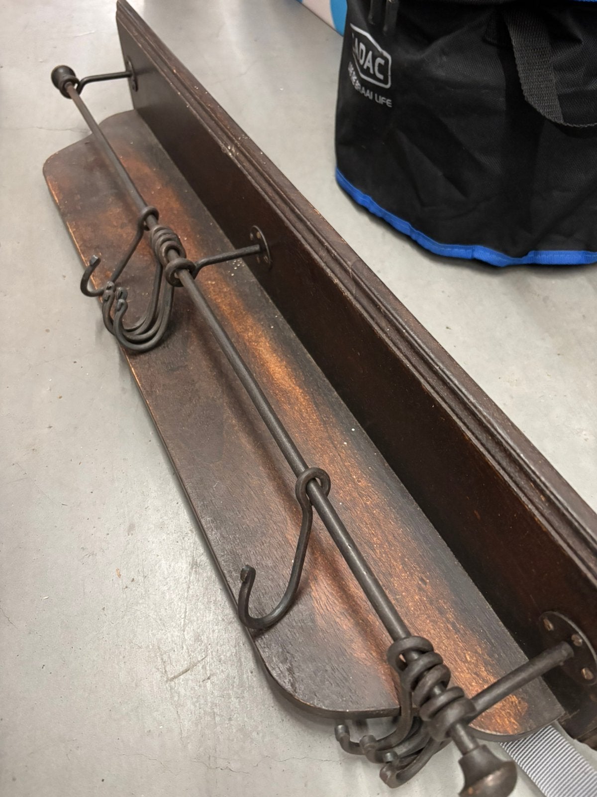 Vintage houten wandrek / kapstok met haken – 70 cm, Ophalen