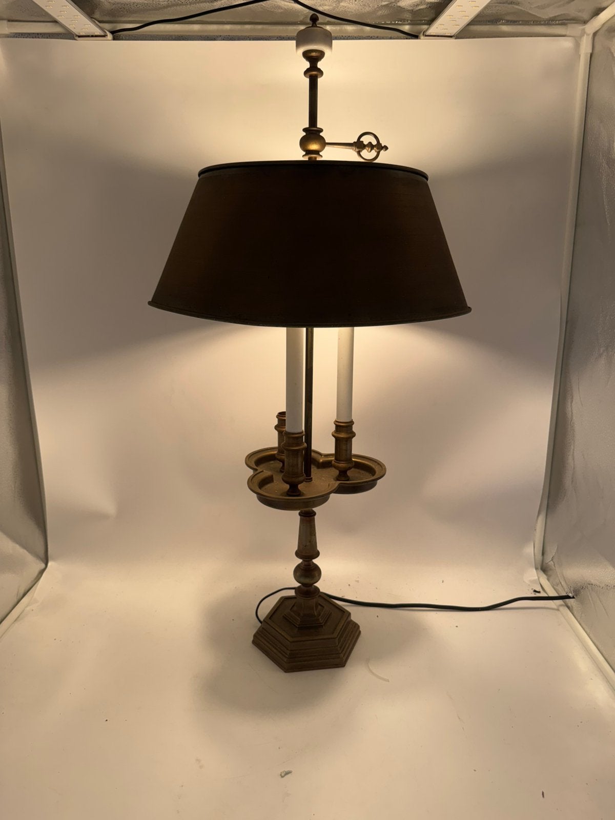 Antieke Bouillotte Stijl Tafellamp – Brass/Brons, Ophalen of Verzenden