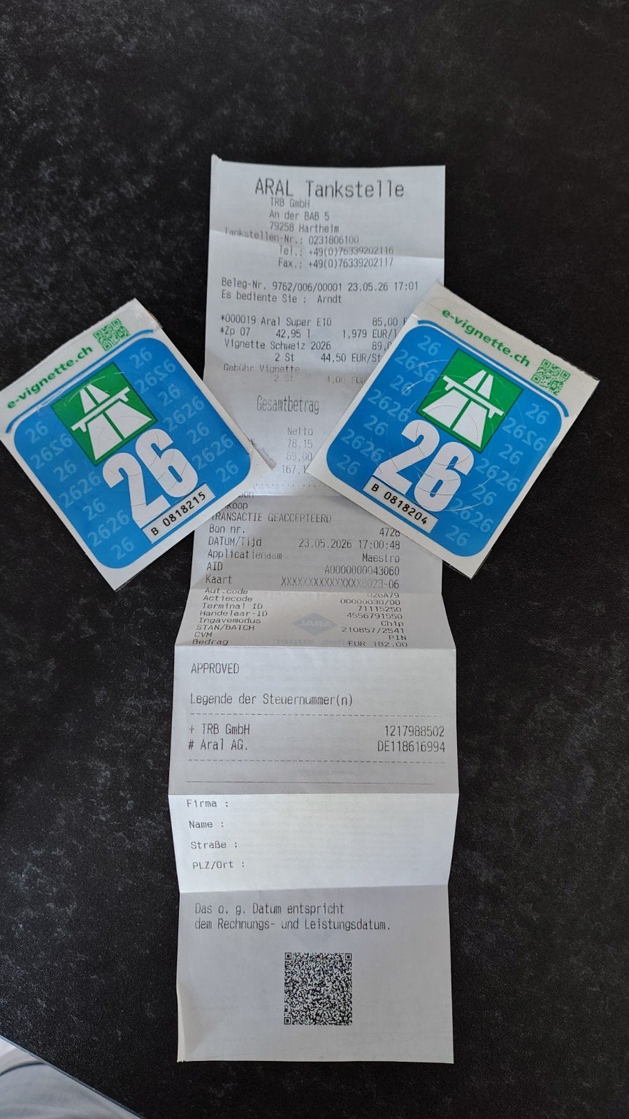 2x Vignet Zwitserland met bon., Ophalen of Verzenden