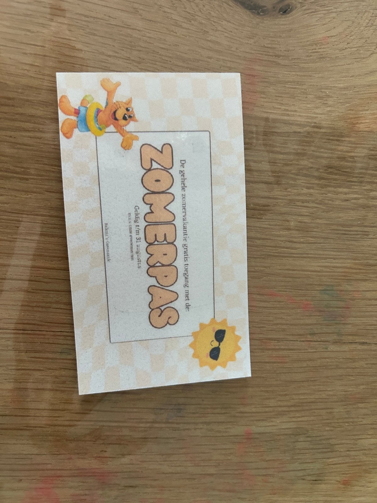 Zomerpas Ballorig s‑Gravenzande, Ticket of Toegangskaart