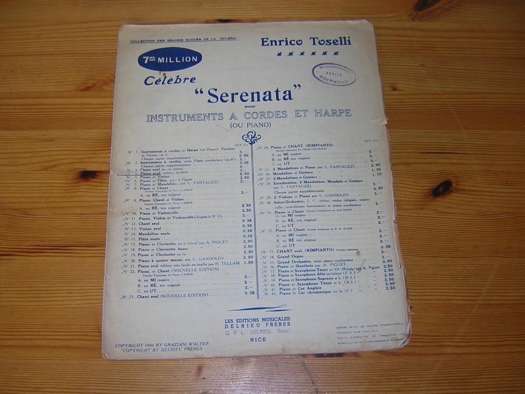 serenata op. 6 - E. Toselli, Muziek en Instrumenten, Bladmuziek, Gebruikt, Ophalen of Verzenden, Viool of Altviool, Artiest of Componist