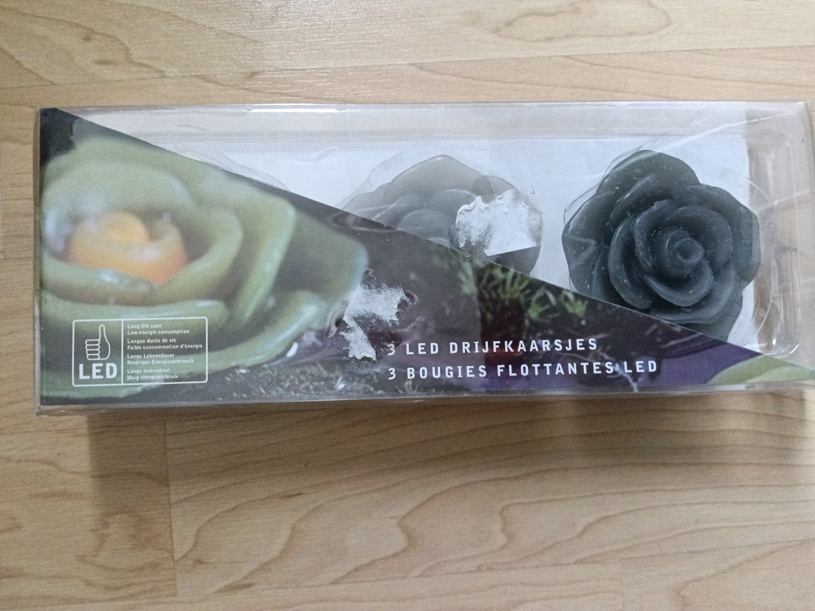 3 LED Drijfkaarsjes Rozen - Grijs/Zwart, Zwart, Ophalen of Verzenden, Kaars, Was