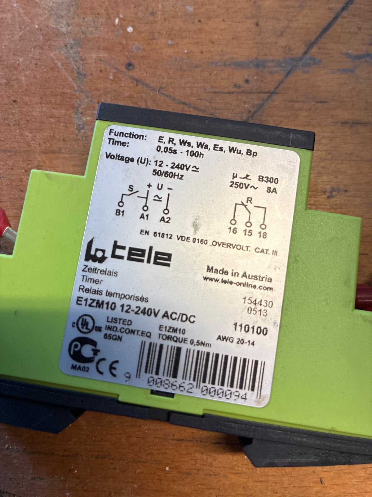 Tele E1ZM10 Tijdrelais 12-240V AC/DC (2stuks), Ophalen, Gebruikt, Overige merken, Relais