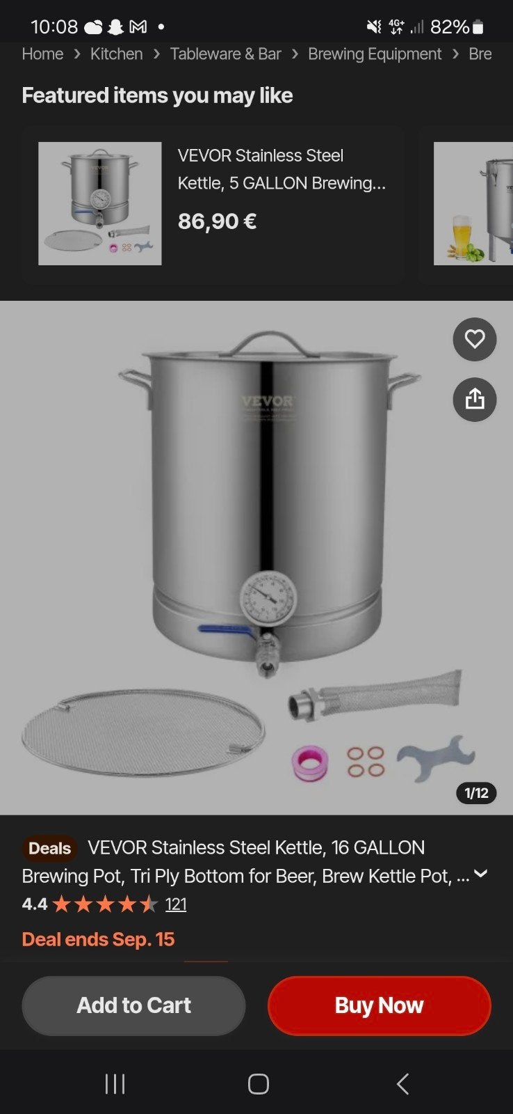 Nieuwe VEVOR RVS Brouwketel 16 Gallon - Ongebruikt in doos, Overige typen, Ophalen, Nieuw