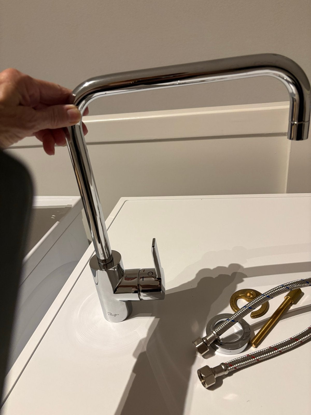 chrome plieger keukenkraan met hoge uitloop, Ophalen of Verzenden, Nieuw, Chroom, Kraan