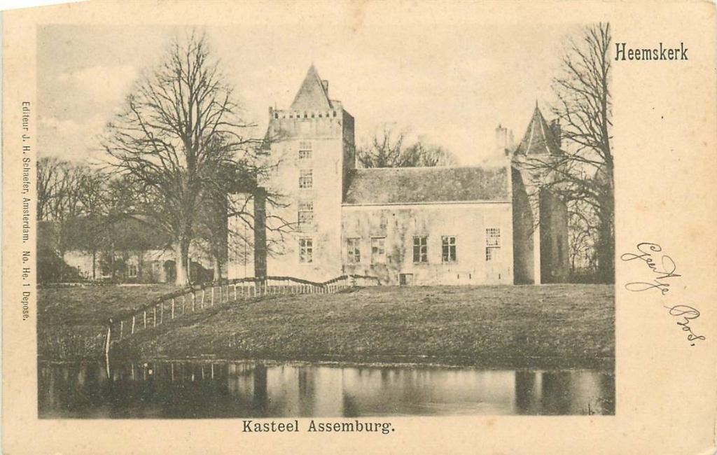 388-359-031 Heemskerk Kasteel Assemburg, Verzamelen, Ansichtkaarten | Nederland, Noord-Holland, Voor 1920, Verzenden
