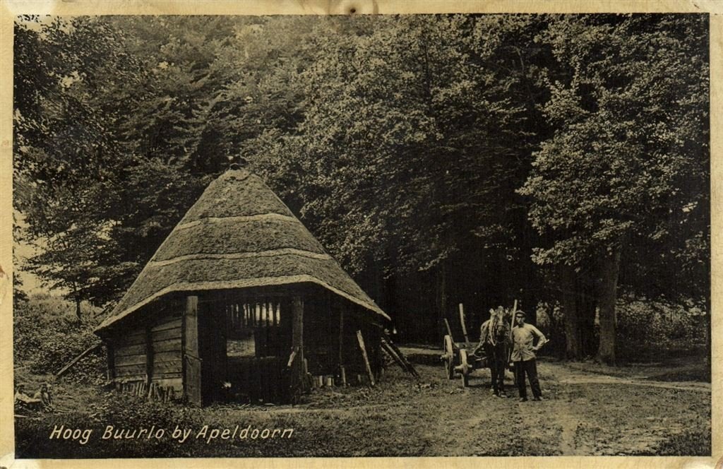 Hoog Buurlo by Apeldoorn - man paard kar - 1934 gelopen, Verzenden, 1920 tot 1940, Gelopen, Gelderland