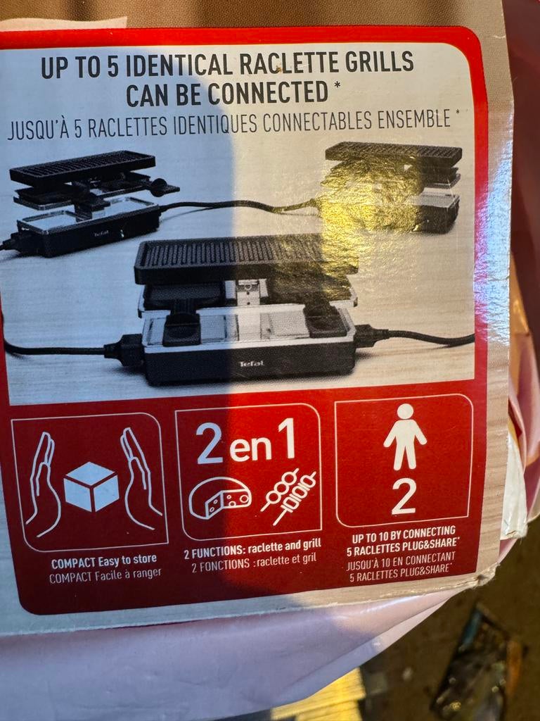 Tefal Raclette Plug & Share Gourmetstel - 2-in-1, Ophalen of Verzenden, Nieuw, Minder dan 4 personen