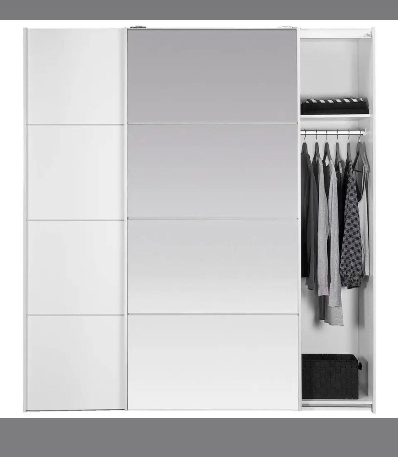 Schuifdeurkast Verona - wit/spiegel - 200x182x64 cm, Huis en Inrichting, Kasten | Kledingkasten, Nieuw, 200 cm of meer, 150 tot 200 cm