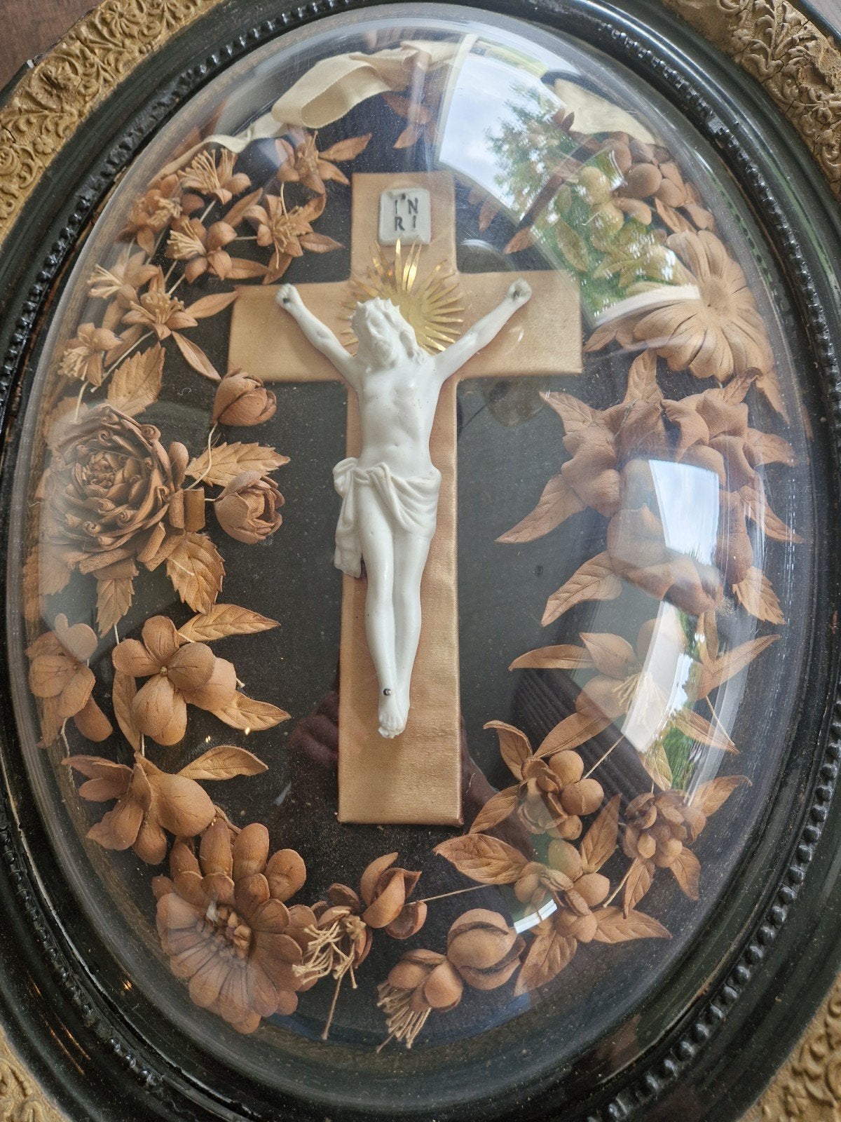 Antiek Kruisbeeld in stolp - Religieuze Kunst, Ophalen