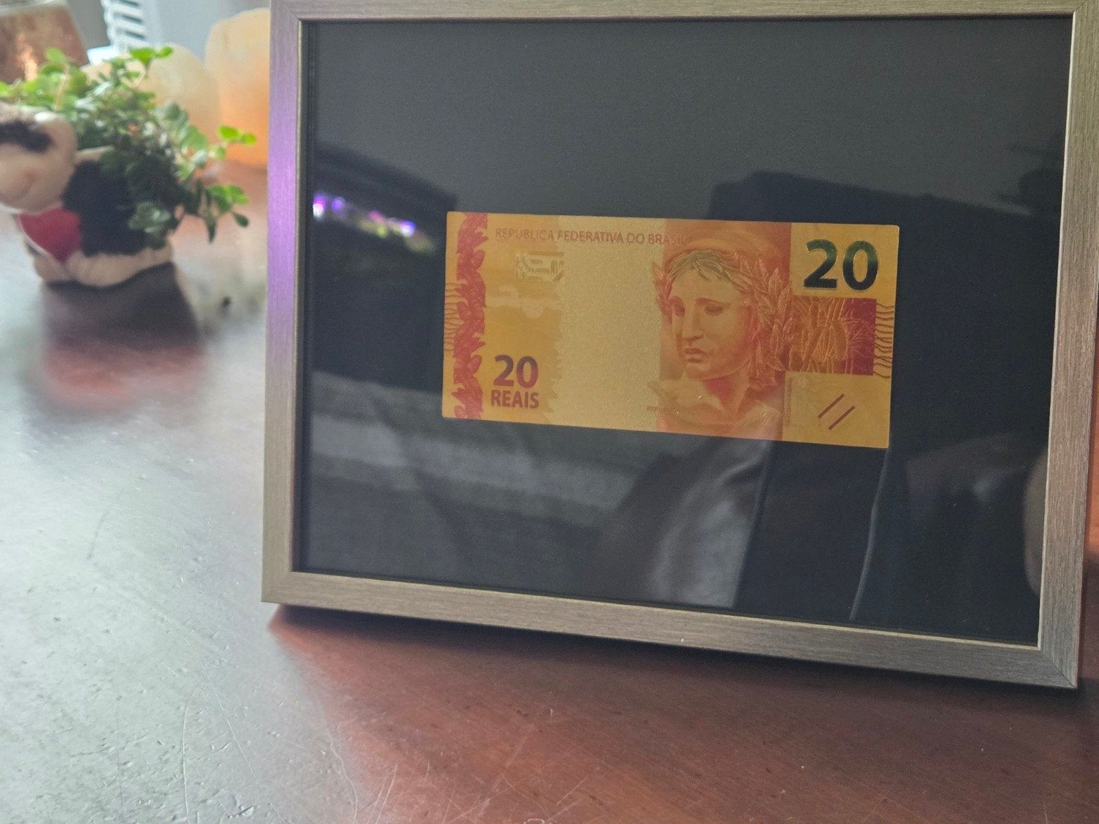 Gouden collector biljet Brazil 20 reals in lijst, Ophalen of Verzenden, Nederland