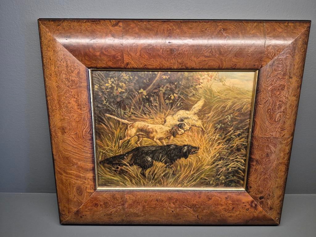 Luxe schilderij op Koper uit Engeland met walnoot lijst, Antiek en Kunst, Kunst | Schilderijen | Klassiek, Ophalen of Verzenden