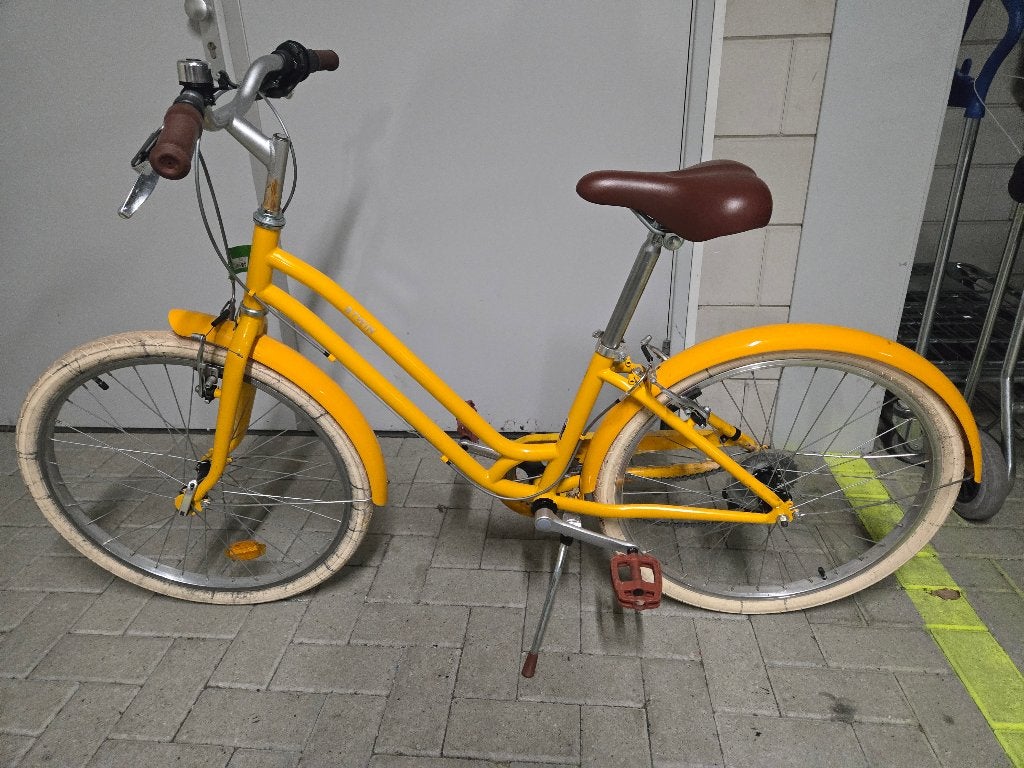 BTWIN Elops 500 Kinderstadsfiets 24 inch (9-12 jaar), Ophalen, Velgrem, BTWIN, Handrem