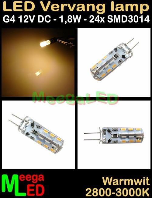 LED G4 LEDspot LEDlamp rond 24 SMD3014 - 12Vdc - 1,8 Watt, Led-lamp, Minder dan 30 watt, Nieuw, Bipin of Steekvoet
