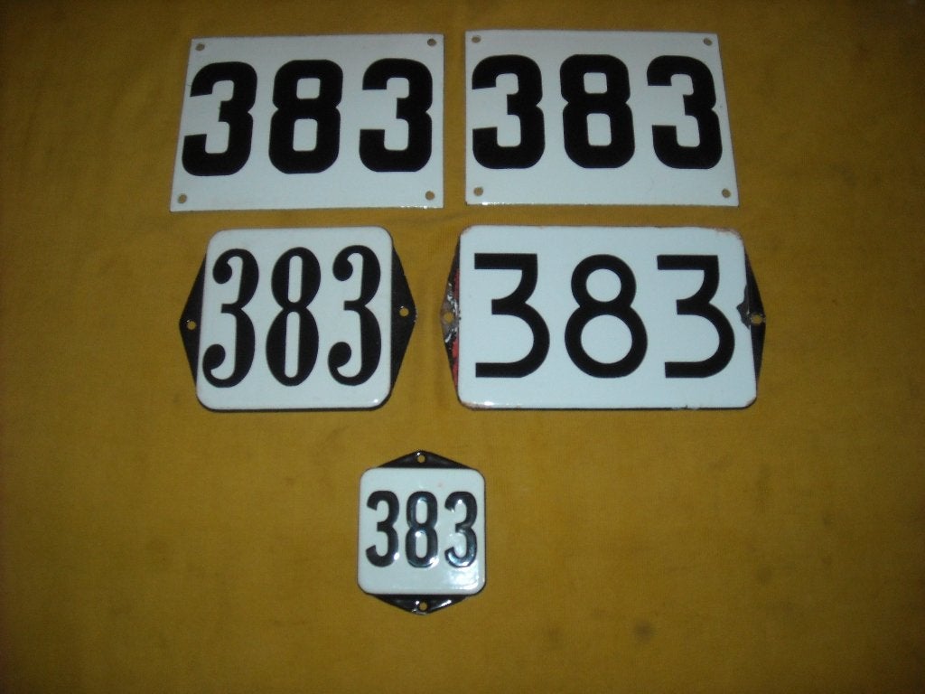 oud emaille huisnummer 383 ook 384 385 386 387 388 389 390 8, Antiek en Kunst, Ophalen of Verzenden