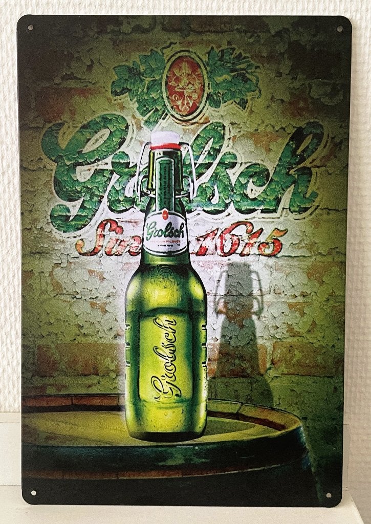 Grolsch wandbord - 20x30 cm - voor mancave, Verzenden, Zo goed als nieuw, Reclamebord, Plaat of Schild, Grolsch