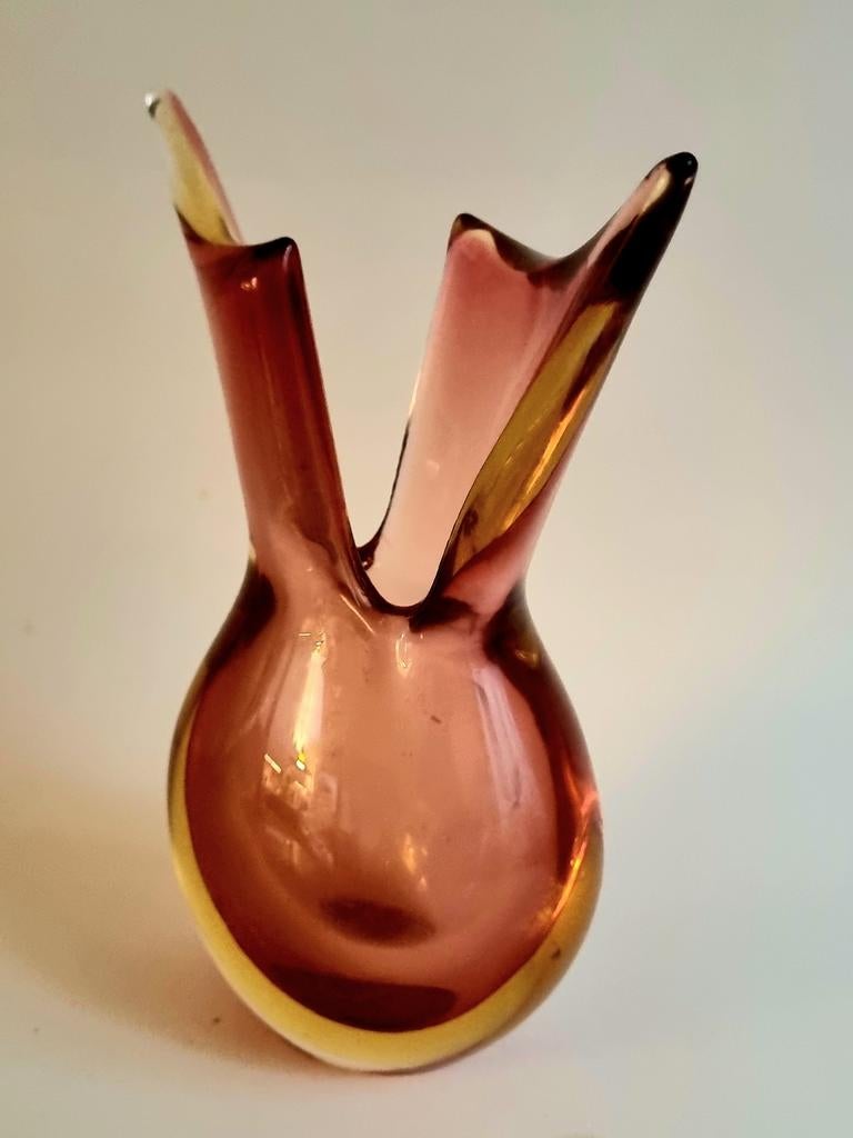 Murano Sommerso Vaas met Twee Vleugels, Jaren '50, Verzenden