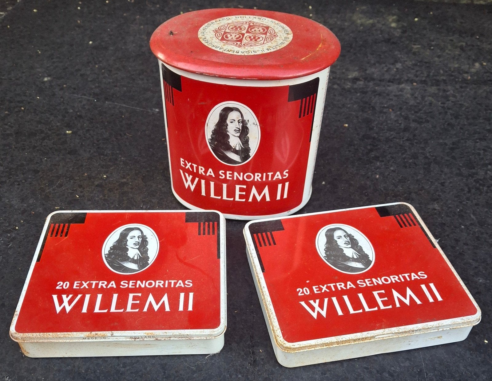 Vintage Willem II Extra Senoritas sigarenblikken, Antiek en Kunst, Ophalen of Verzenden