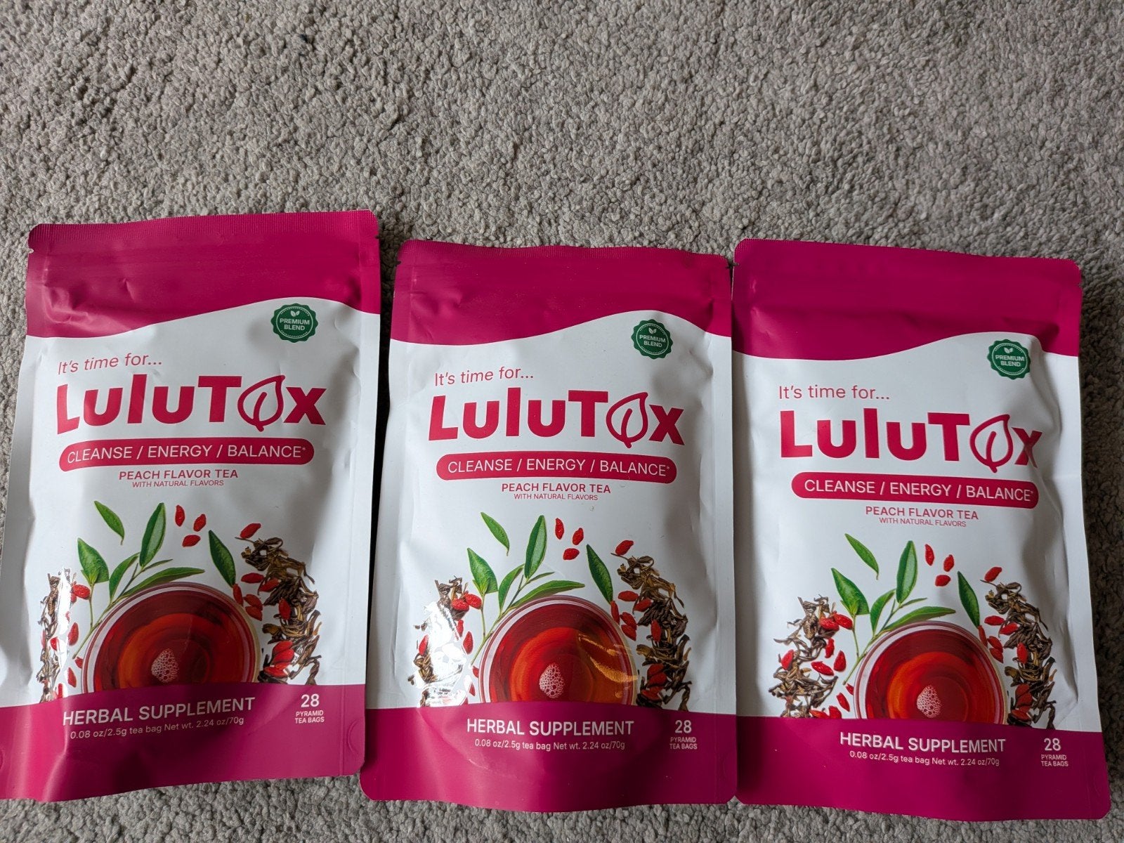 LuluTox Detox Thee - Perzik Smaak - 3 Verpakkingen, Ophalen, Nieuw, Poeder of Drank