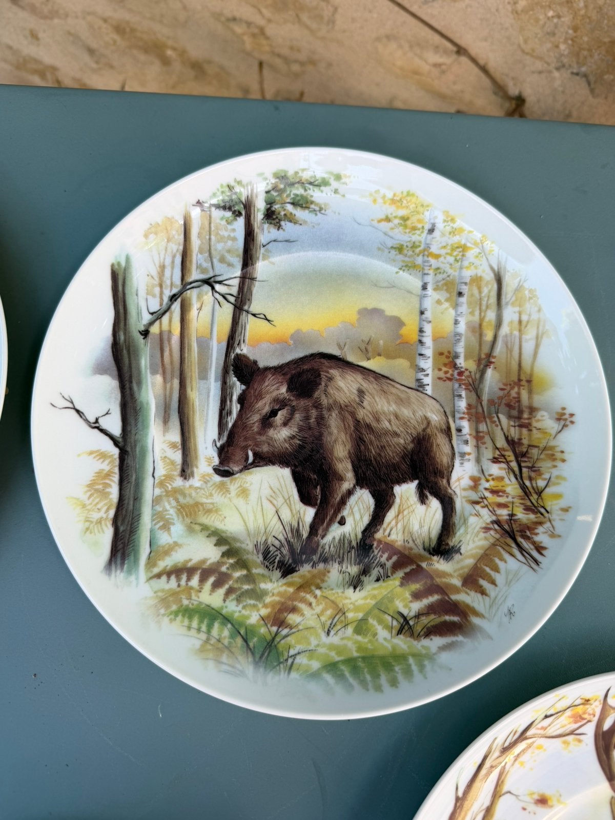 Prachtige borden met wildafbeelding Limoges porselein, Antiek en Kunst, Curiosa en Brocante, Ophalen of Verzenden