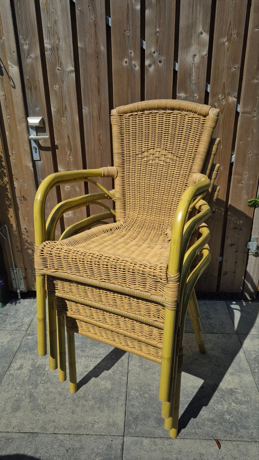 4 stoelen rotan, kunstof, onverwoestbaar! Sediamo horeca, Ophalen of Verzenden, Rotan
