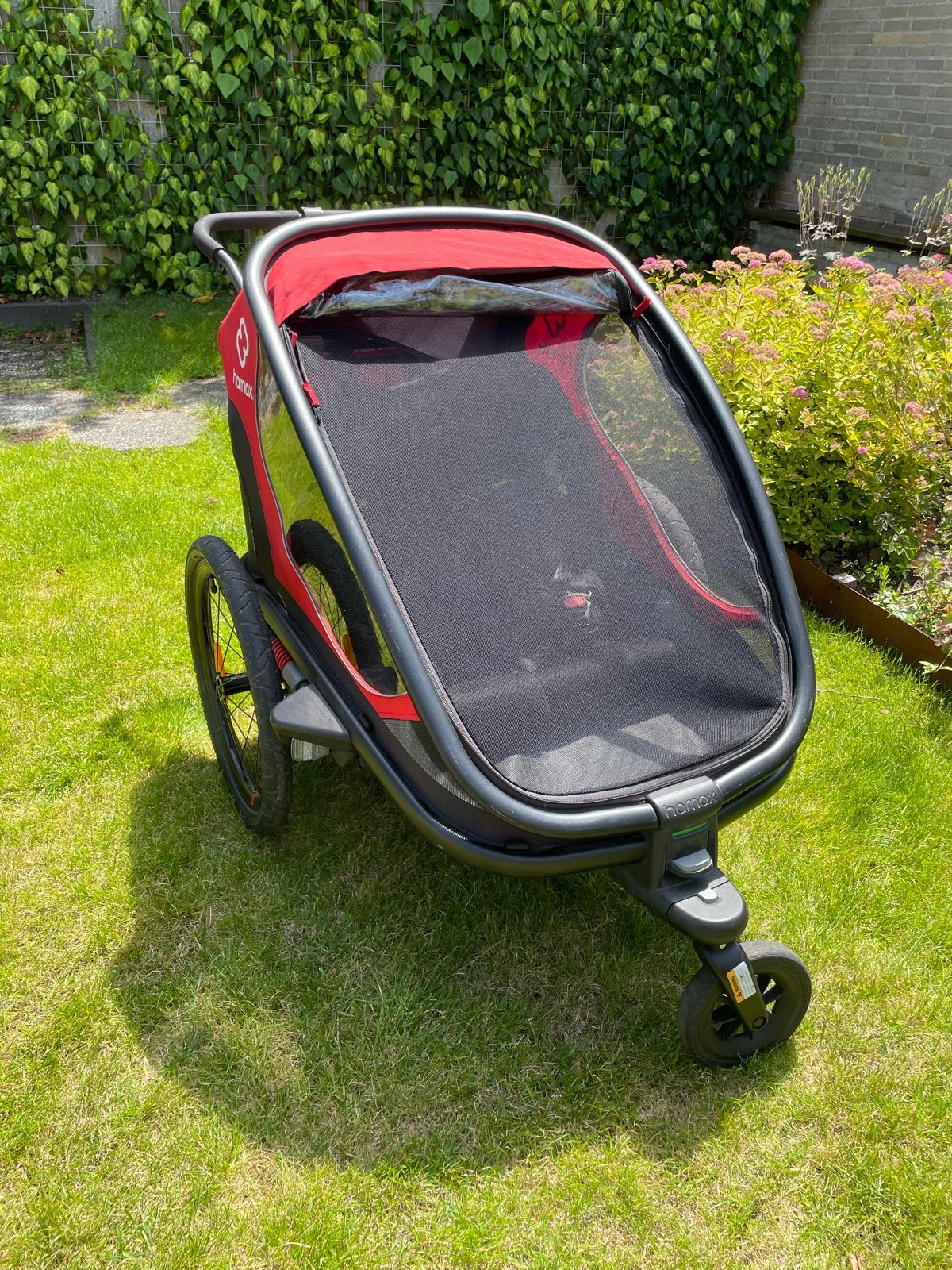 HAMAX Outback fiets-kinderkar - Twee zitplaatsen, Ophalen, Vering, Zo goed als nieuw, Kinderkar