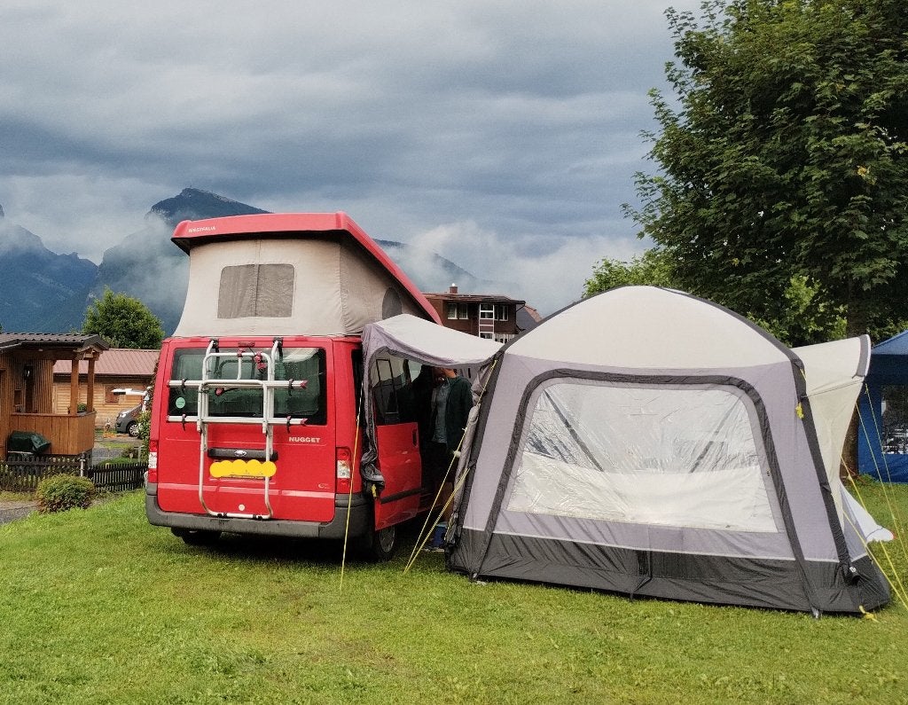 Opblaasbare tent voor aan een buscamper, Caravans en Kamperen, Tenten, Ophalen, Gebruikt, Tot en met 4