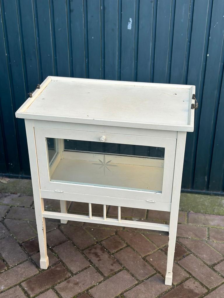 Theekastje met afneembaar dienblad, Huis en Inrichting, Tafels | Bijzettafels, Gebruikt, Rechthoekig, 60 cm of meer, 55 tot 75 cm