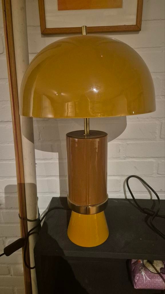 Kare Design Tafellamp Josy - Geel en Bruin, Ophalen, Zo goed als nieuw, Metaal