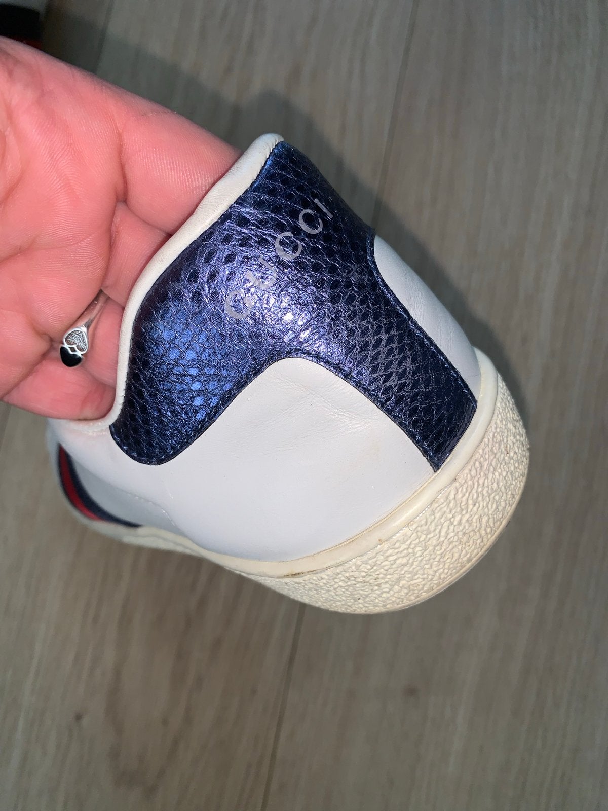 GUCCI Ace Low Top Sneakers White 386750 maat 42 origineel, Ophalen of Verzenden, Zo goed als nieuw, Wit, Sneakers of Gympen