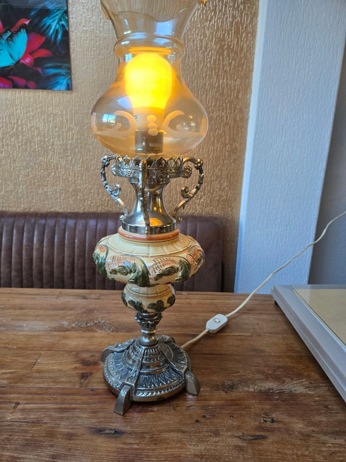 Supergave Antieke Lamp op voet, Werkend, Antiek en Kunst, Ophalen of Verzenden