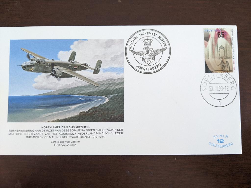 NL 1990 FDC SVMLM 12 NORTH AMERICAN B-25 MITCHELL LEES !, Verzenden, Onbeschreven, Nederland