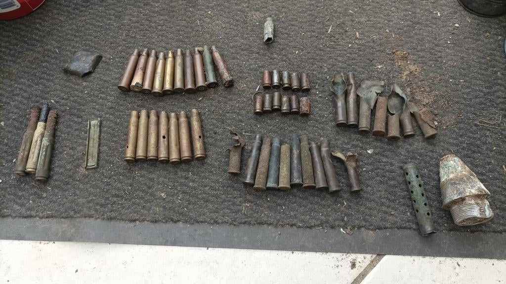 Set bodemvondsten: Mauser, Mannlicher hulzen & ontstekers, Ophalen of Verzenden, Landmacht, Duitsland, Hulzen of Bodemvondsten