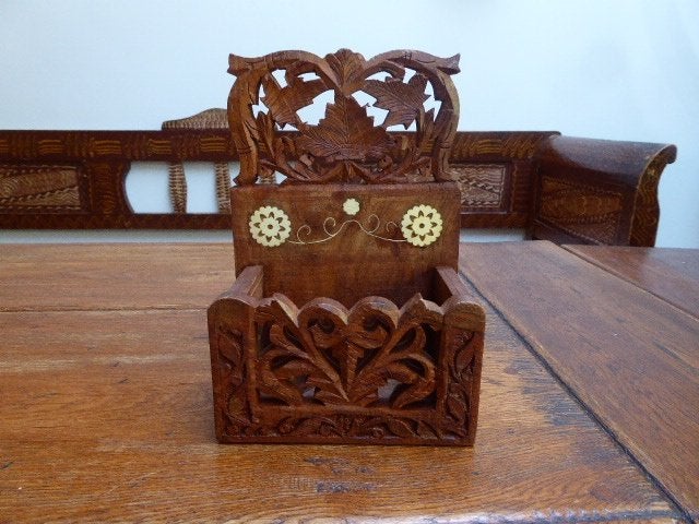 Vintage houten bakje, postbakje, Ophalen of Verzenden