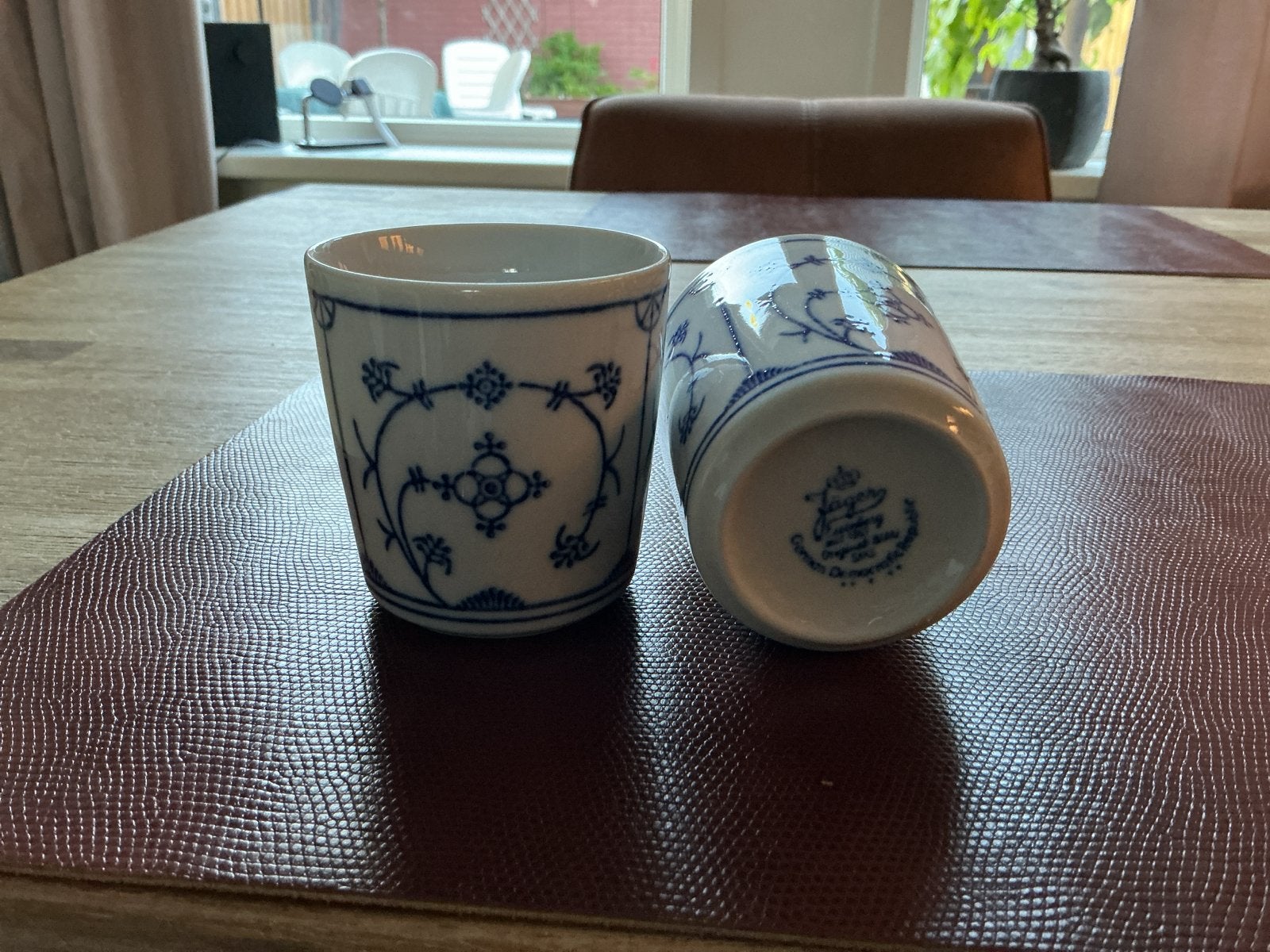 Set van 2 Jager Eisenberg porseleinen bekers, blauw decor, Ophalen of Verzenden