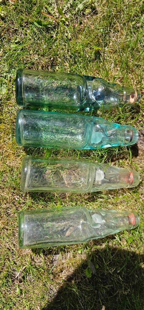 Set van 4 antieke Codd-flessen met knikker sluiting, Ophalen of Verzenden