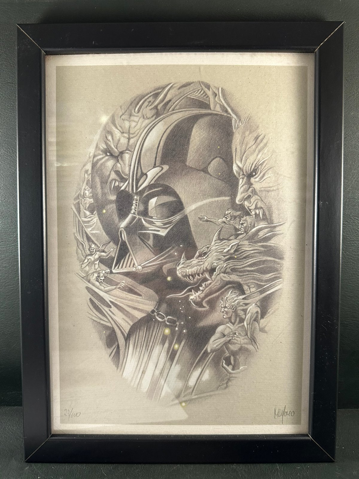Star wars litograaf vader in the dark met certificaat 27/100, Ophalen of Verzenden