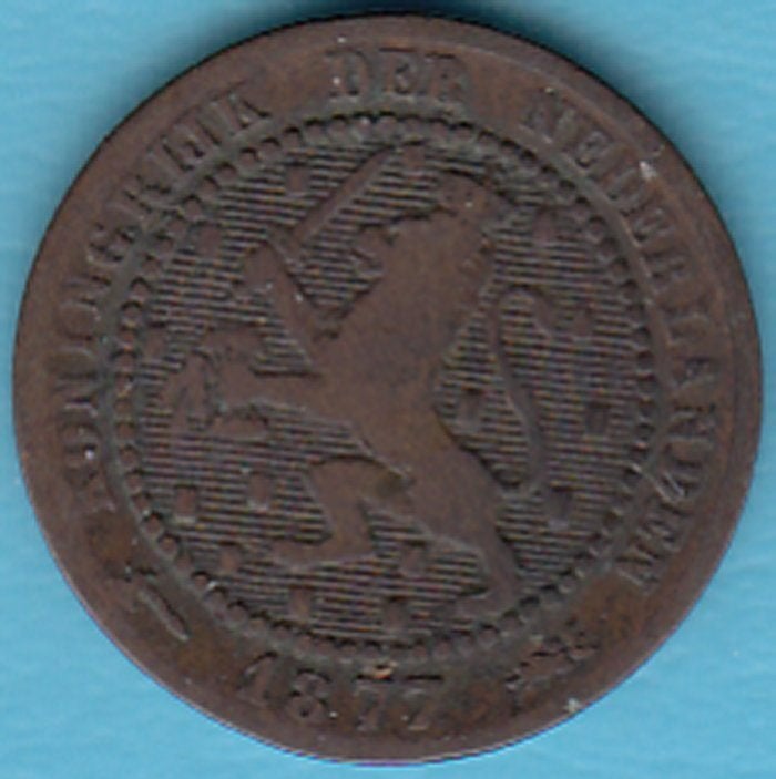 Nederland 1 cent 1877 Willem III, Sch. 695 in munthouder, Ophalen of Verzenden, Koning Willem III, 1 cent, Losse munt