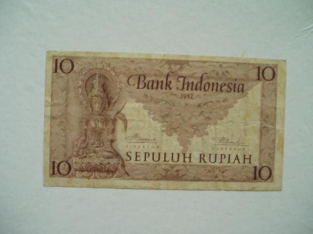 1413. Indonesia, 10 rupiah 1952 Goddes Prajnaparamita., Verzenden, Zuidoost-Azië, Los biljet