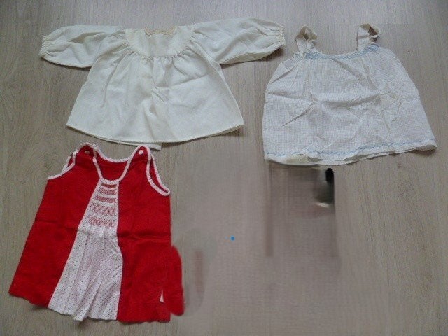 3 Vintage baby jurkjes (of grote pop). Netjes handgemaakt., Ophalen of Verzenden, Zo goed als nieuw, Maat 62