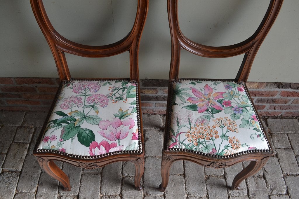 Prachtige set van 2 antieke Art Deco gespiegelde stoelen., Verzenden